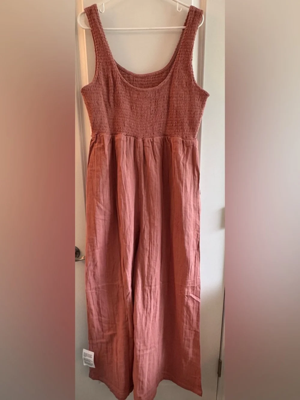 ASOS Rust Pink Sleeveless Linen-Blend Jumpsuit - Picture 2 of 3